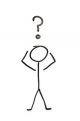Stick figure with question mark depicting confusion over white background Stick figure with question mark depicting confusion over white background