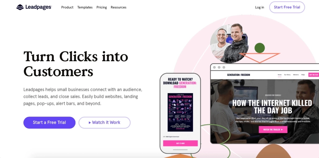 Home page di Leadpages