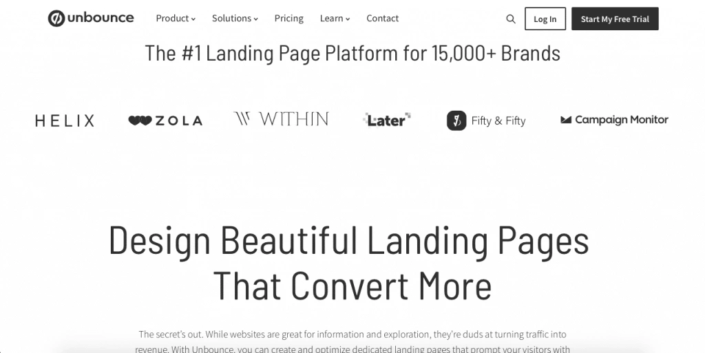 Pagina di vendita di Unbounce