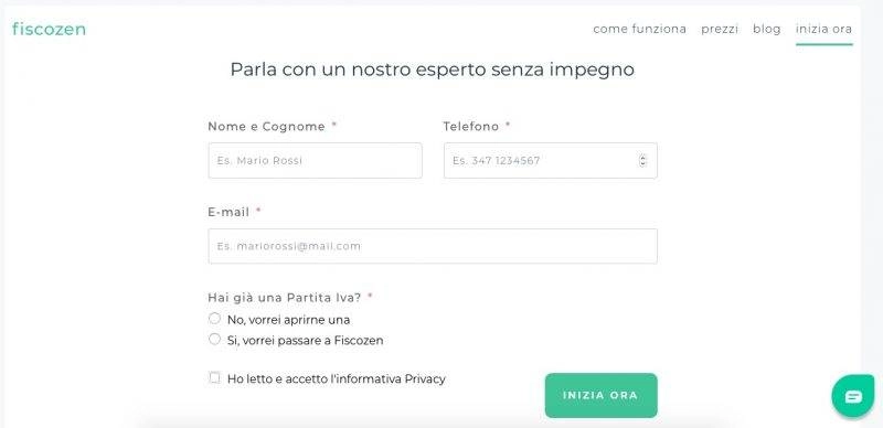 Call to action esempio di prenotazione