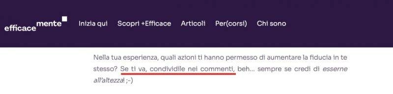 Lascia un commento esempio