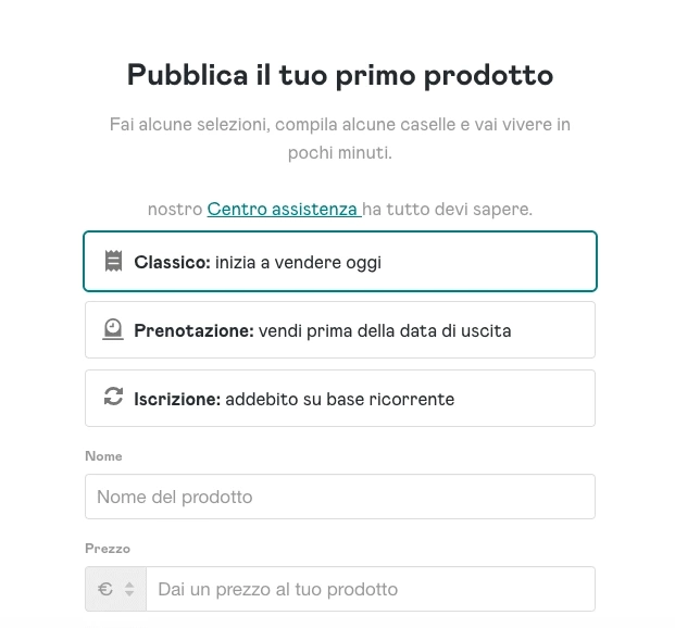 Pubblica un prodotto su Gumroad