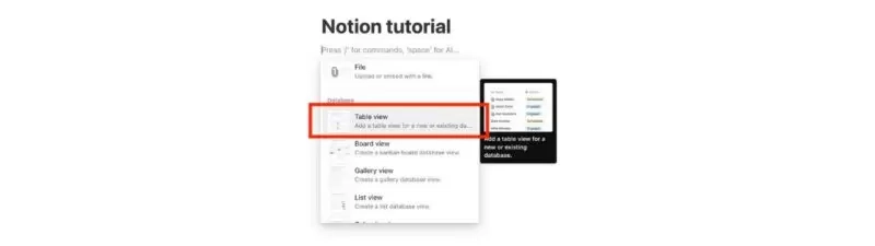 Notion crea database